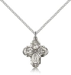 Sterling Silver 4-Way Medal Pendant" itemprop="image