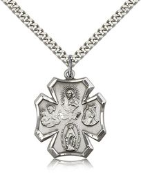 Sterling Silver 4-Way Medal Pendant" itemprop="image