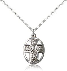 Sterling Silver 5-Way / Holy Spirit Medal Pendant" itemprop="image