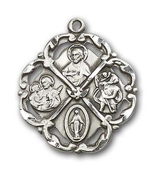 Sterling Silver 5-Way Medal Pendant" itemprop="image