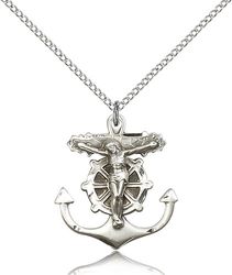 Sterling Silver Anchor Crucifix Medal Pendant" itemprop="image