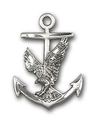 Sterling Silver Anchor / Eagle Medal Pendant" itemprop="image