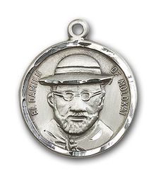 Sterling Silver Blessed Damian of Molokai Medal Pendant" itemprop="image