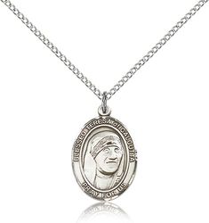 Sterling Silver Blessed Teresa of Calcutta Patron Saint Medal Pendant - Medium" itemprop="image