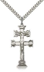 Sterling Silver Caravaca Crucifix Medal Pendant" itemprop="image