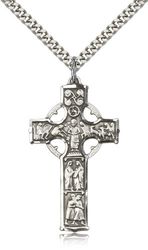 Sterling Silver Celtic Cross Medal Pendant" itemprop="image