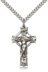 Sterling Silver Celtic Crucifix Medal Pendant" itemprop="image