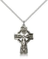 Sterling Silver Celtic Crucifix Medal Pendant" itemprop="image