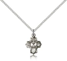 Sterling Silver Communion 5-Way Medal Pendant" itemprop="image