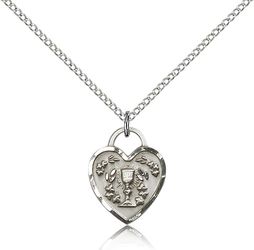 Sterling Silver Communion Heart Medal Pendant" itemprop="image