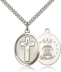 Sterling Silver Cross / Air Force Medal Pendant" itemprop="image