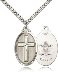 Sterling Silver Cross / Army Medal Pendant" itemprop="image