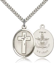 Sterling Silver Cross / Army Medal Pendant" itemprop="image