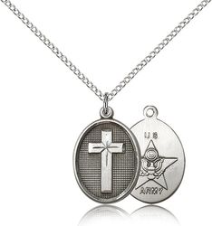 Sterling Silver Cross / Army Medal Pendant" itemprop="image