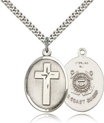 Sterling Silver Cross / Coast Guard Medal Pendant" itemprop="image