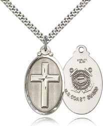 Sterling Silver Cross / Coast Guard Medal Pendant" itemprop="image