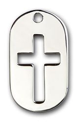 Sterling Silver Cross Dog Tag Medal Pendant" itemprop="image