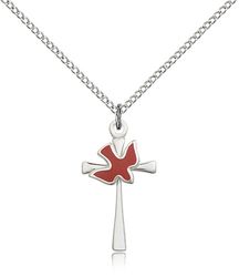 Sterling Silver Cross / Holy Spirit Medal Pendant" itemprop="image