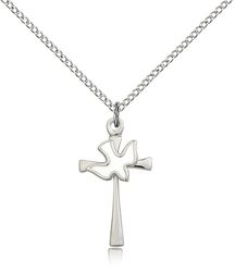 Sterling Silver Cross / Holy Spirit Medal Pendant" itemprop="image