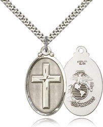 Sterling Silver Cross / Marines Medal Pendant" itemprop="image