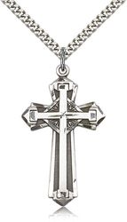 Sterling Silver Cross Medal Pendant" itemprop="image