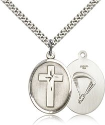 Sterling Silver Cross / Paratrooper Medal Pendant" itemprop="image