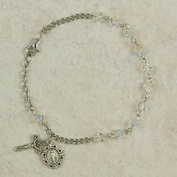 Sterling Silver Crystal Rondell Rosary Bracelet" itemprop="image