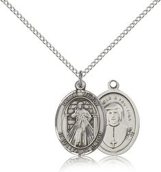 Sterling Silver Divine Mercy Patron Saint Medal Pendant - Medium" itemprop="image