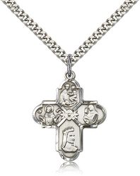 Sterling Silver Franciscan 4-Way Medal Pendant" itemprop="image