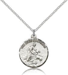 Sterling Silver Good Shepherd Medal Pendant" itemprop="image