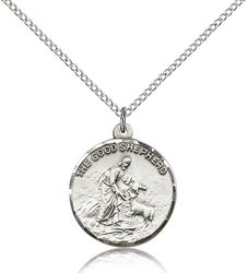 Sterling Silver Good Shepherd Medal Pendant" itemprop="image