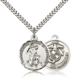 Sterling Silver Guardain Angel / Marines Medal Pendant" itemprop="image