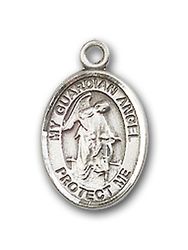 Sterling Silver Guardian Angel / Air Force Patron Saint Medal Pendant - Small" itemprop="image