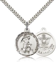 Sterling Silver Guardian Angel / Army Medal Pendant" itemprop="image