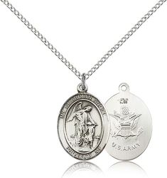 Sterling Silver Guardian Angel / Army Patron Saint Medal Pendant - Medium" itemprop="image