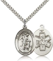 Sterling Silver Guardian Angel / Emt Patron Saint Medal Pendant - Large" itemprop="image