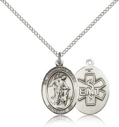 Sterling Silver Guardian Angel / Emt Patron Saint Medal Pendant - Medium" itemprop="image