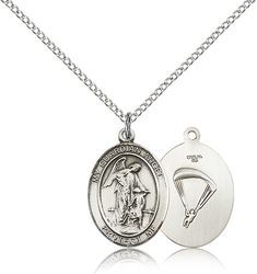 Sterling Silver Guardian Angel/Paratrooper Patron Saint Medal Pendant - Medium" itemprop="image