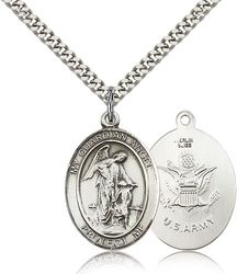 Sterling Silver Guardian Angel Patron Saint Medal Pendant - Large" itemprop="image