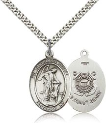 Sterling Silver Guardian Angel Patron Saint Medal Pendant - Large" itemprop="image