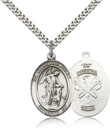 Sterling Silver Guardian Angel Patron Saint Medal Pendant - Large" itemprop="image