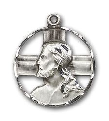 Sterling Silver Head of Christ Medal Pendant" itemprop="image