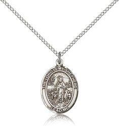 Sterling Silver Lord Is My Shepherd Patron Saint Medal Pendant - Medium" itemprop="image