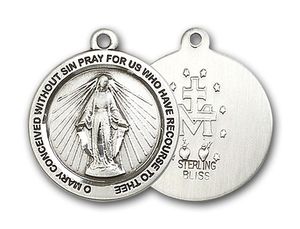 Sterling Silver Miraculous Medal Pendant" itemprop="image