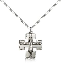 Sterling Silver Modern Crucifix Medal Pendant" itemprop="image