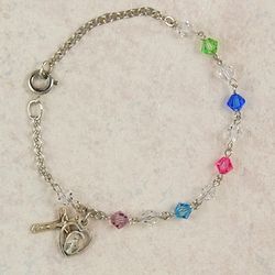 Sterling Silver Multi Color Rosary Bracelet" itemprop="image