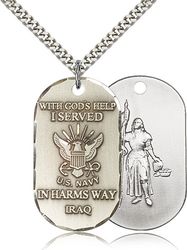 Sterling Silver Navy Iraq / St Joan of Arc Medal Pendant" itemprop="image