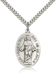 Sterling Silver Our Father Medal Pendant" itemprop="image