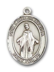 Sterling Silver Our Lady of Africa Patron Saint Medal Pendant - Large" itemprop="image