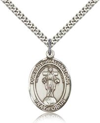 Sterling Silver Our Lady of All Nations Patron Saint Medal Pendant - Large" itemprop="image